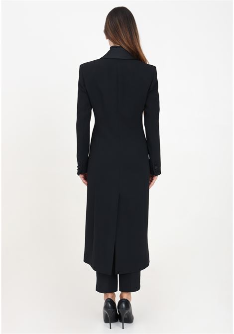 Black women's coat with shiny satin details SIMONA CORSELLINI | A24CECP001-01-TENV00080003